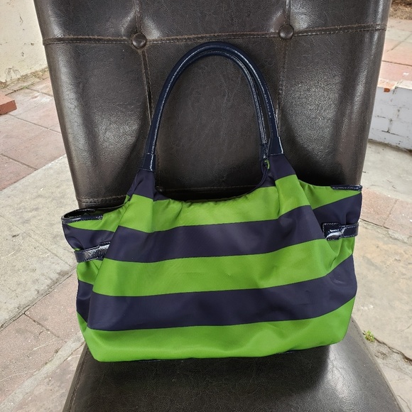 SOLD🍀Kate Spade Blue Green Stripe Stevie Bag - Picture 2 of 8